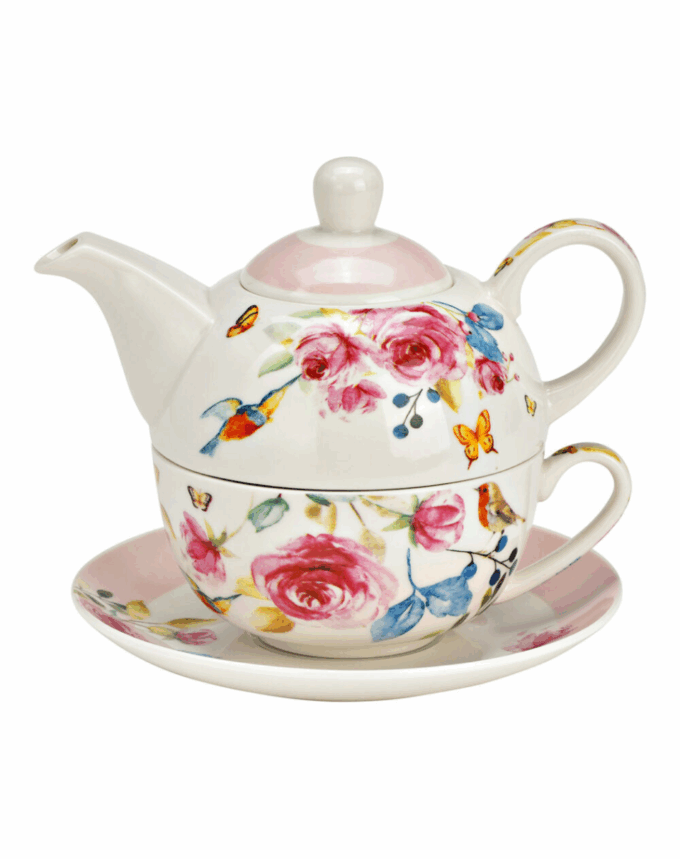 Ensemble de théières décorées de roses, ensemble de 3