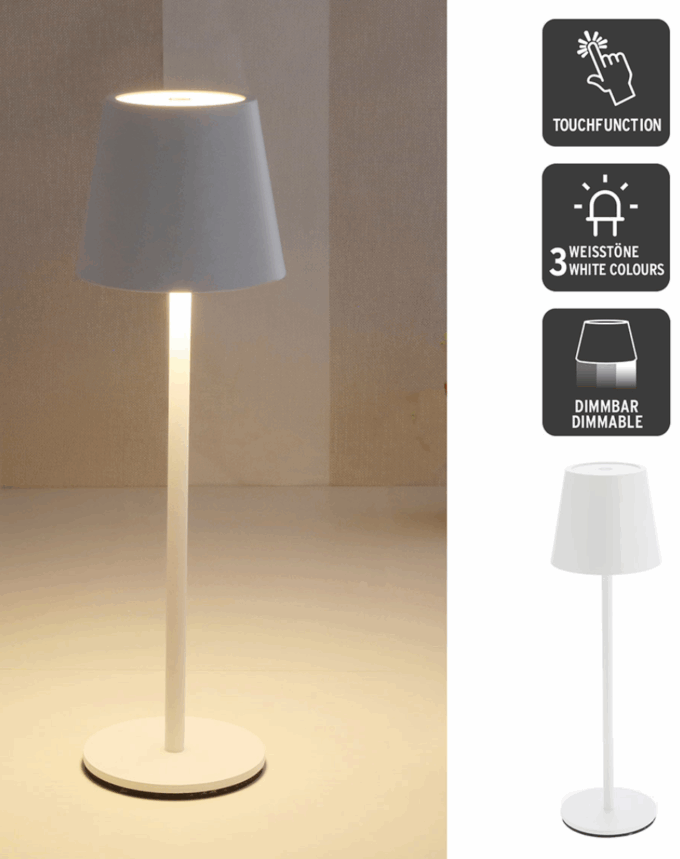 Lampe de table LED en métal blanc