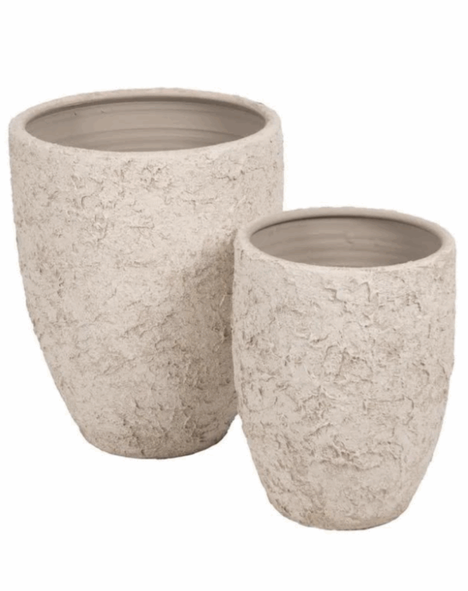 Cache-pot en céramique blanc rustique