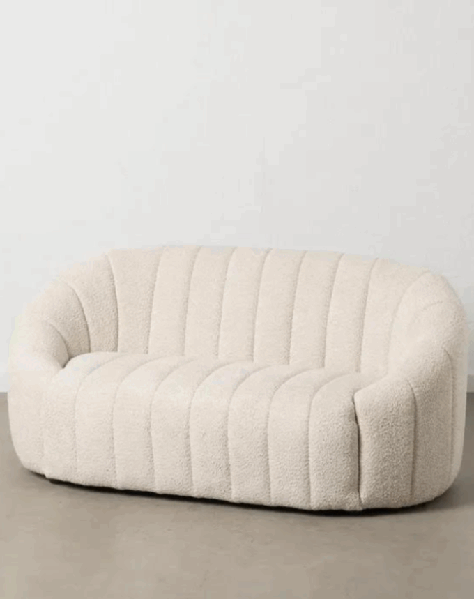 Canapé compact en tissu bouclette beige