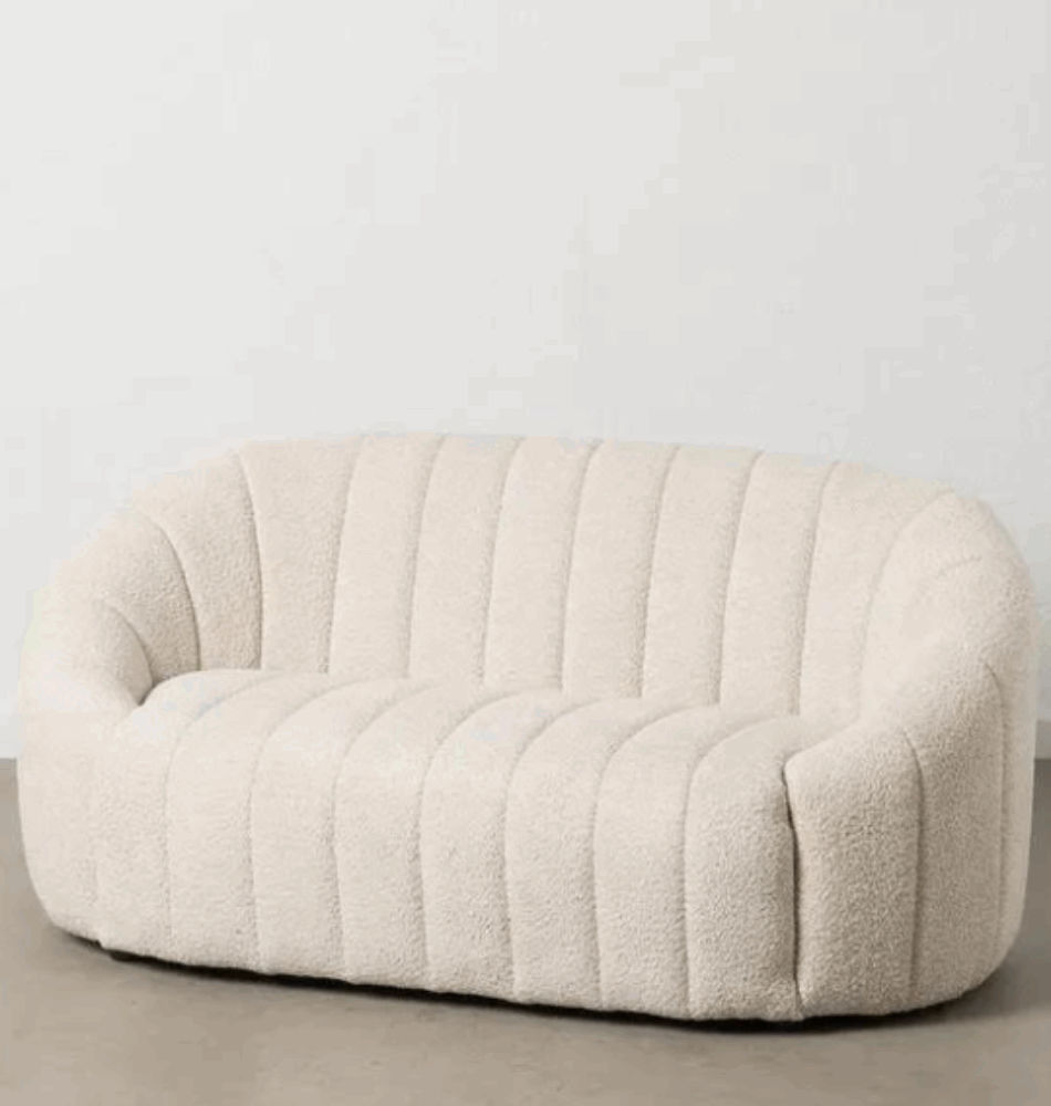 Canapé compact en tissu bouclette beige