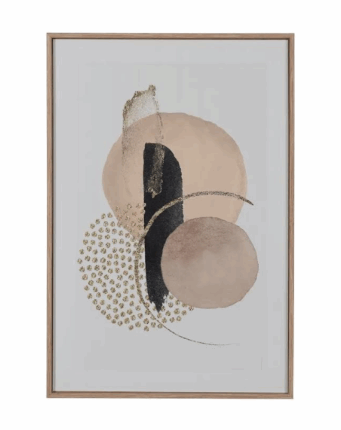 Lot de 2 tableaux imprimés abstraits – Encadrement bois