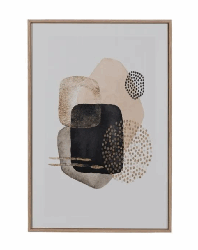 Lot de 2 tableaux imprimés abstraits – Encadrement bois