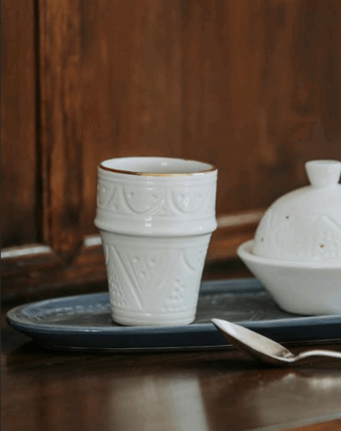 Tasse Beldi Empreinte Blanc & Or