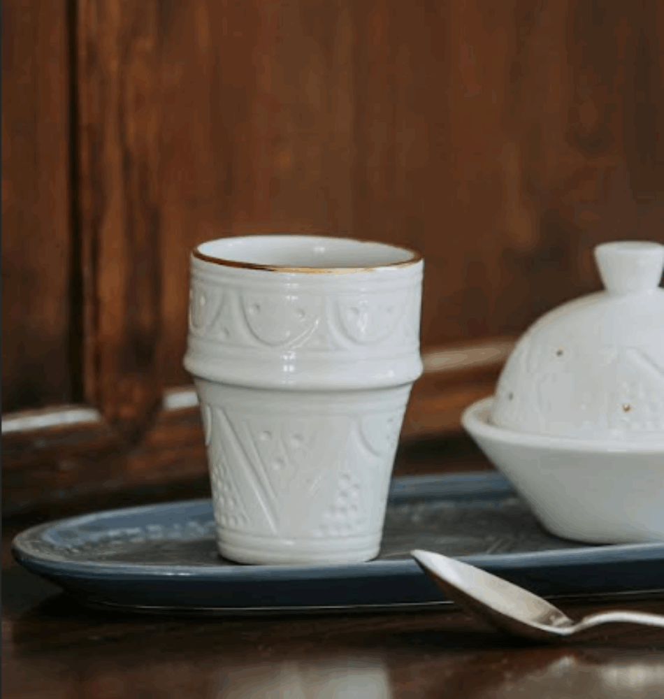 Tasse Beldi Empreinte Blanc & Or