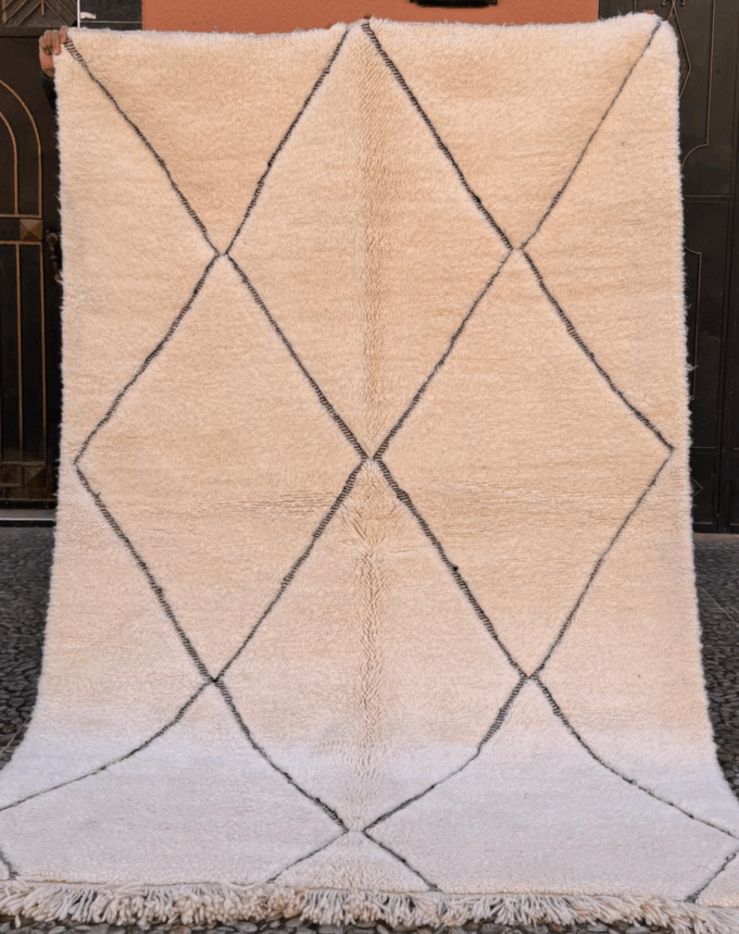 Tapis berbère Beni Ouarain – 290 x 190 cm – Pièce artisanale en laine naturelle