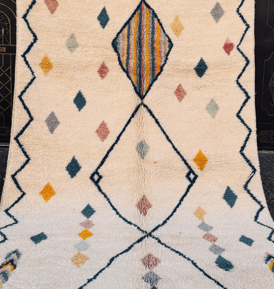 Tapis berbère Beni Ouarain – 313 x 211 cm – Artisanat marocain haut en couleur