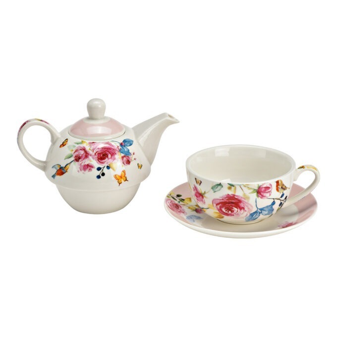 Ensemble de théières décorées de roses, ensemble de 3