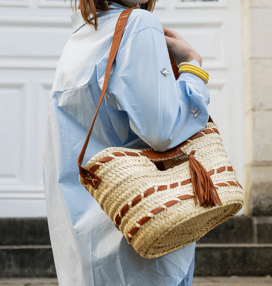 Panier salé –  panier artisanal avec détails en cuir