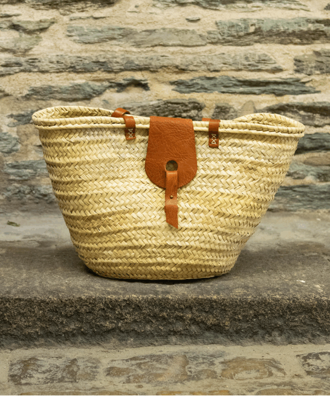 RABAT – Panier artisanal en feuilles de palmier et cuir