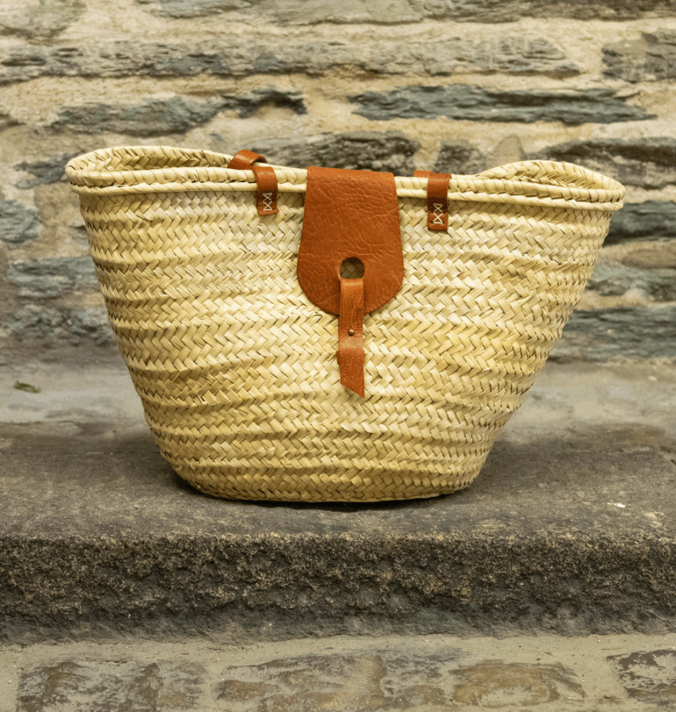 RABAT – Panier artisanal en feuilles de palmier et cuir