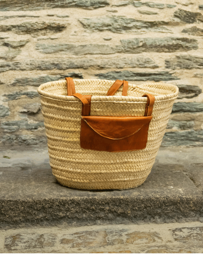 SAFI – Panier artisanal en feuilles de palmier et cuir