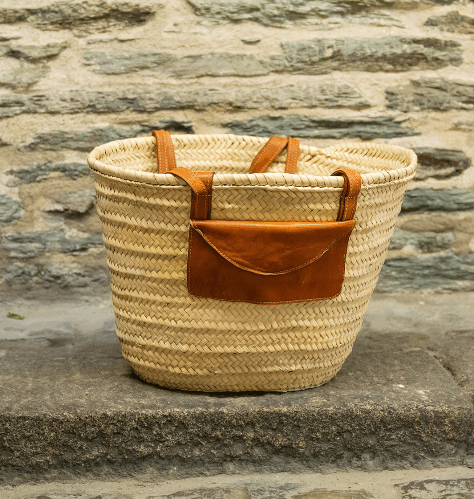 SAFI – Panier artisanal en feuilles de palmier et cuir