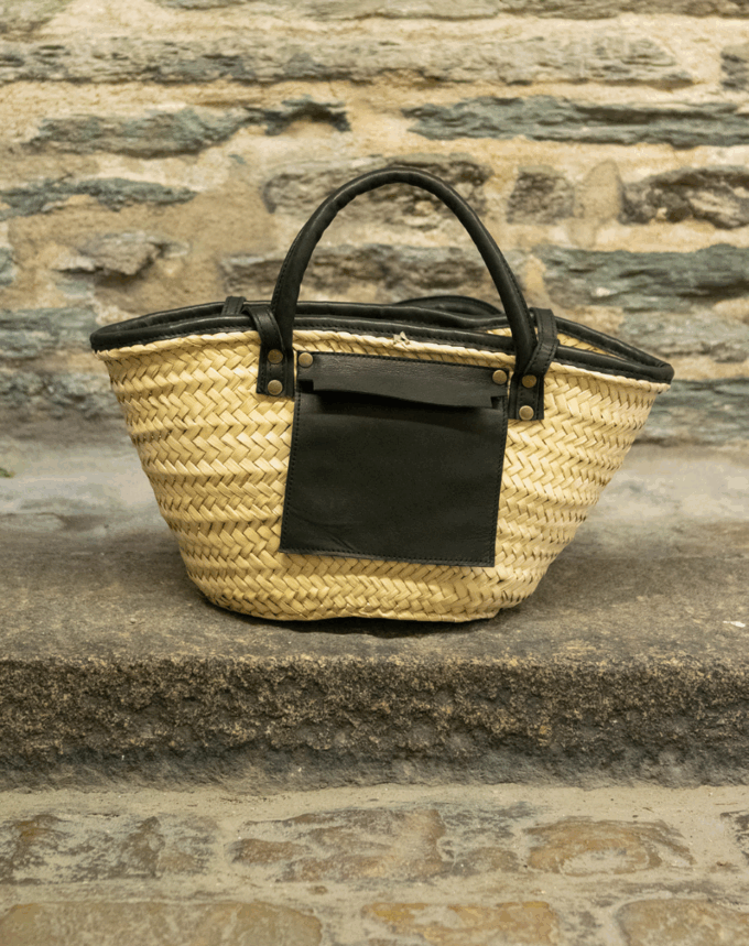 Panier en osier  “MERZOUGA" - CAMEL & NOIR