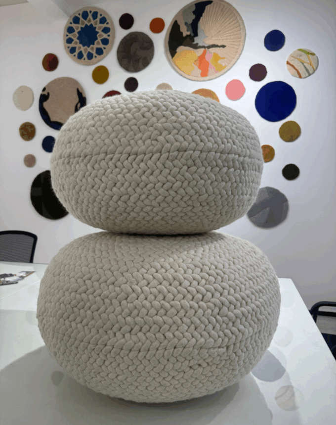 Pouf Galet en Laine – Écru- S
