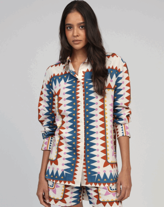 Chemise imprimée graphique – Esprit bohème chic
