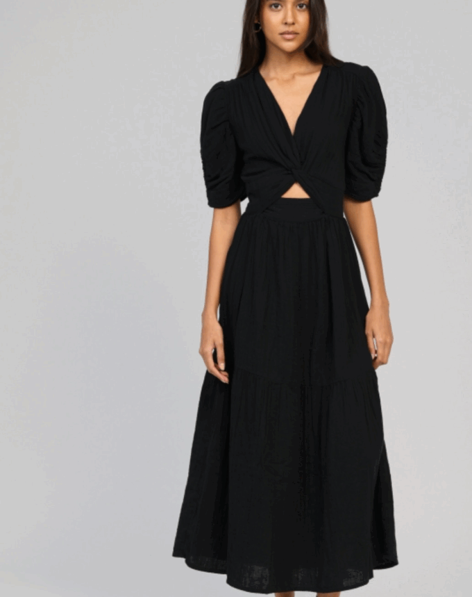Robe Noir maxi SOFIA – Élégance naturelle et allure contem