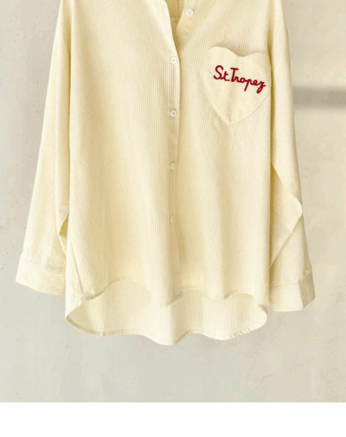Chemise Saint-Tropez – Coton rayé jaune pâle