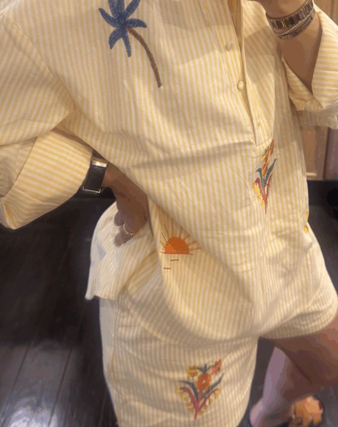 Ensemble short et chemisier brodé Sanaa