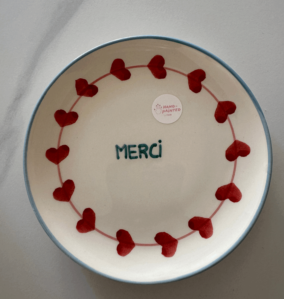Assiette à Gâteau en Céramique “Cherry” – Peinte à la main
