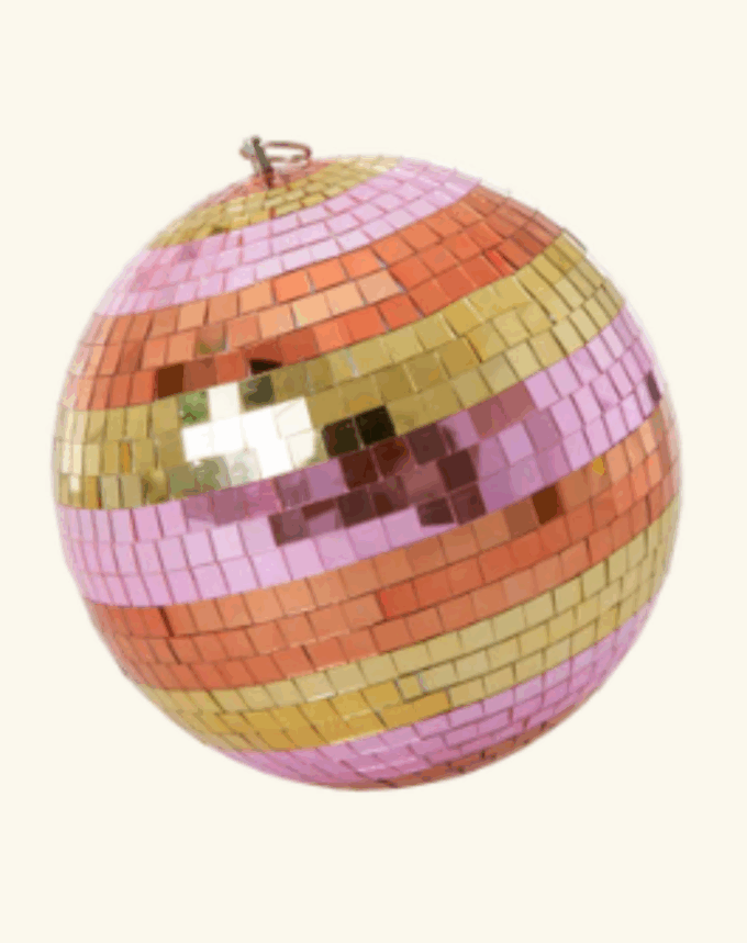 Boule Disco Dorée à Rayures – Taille L