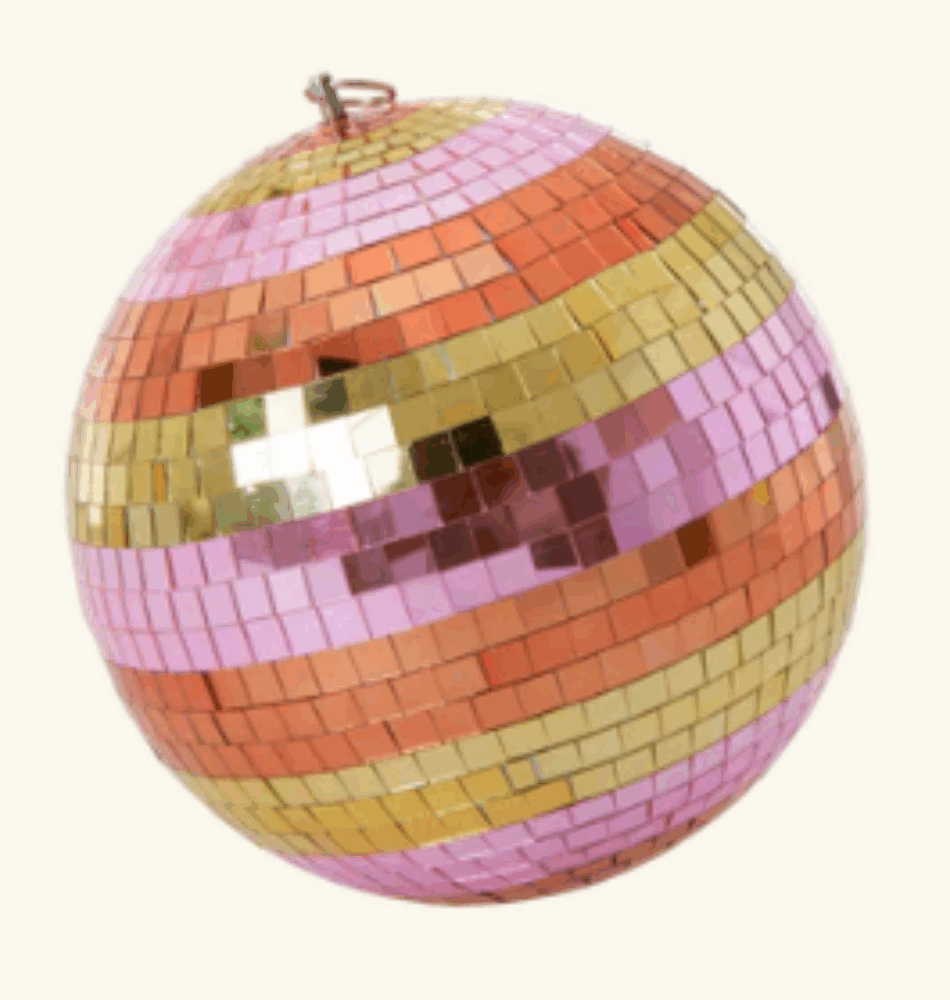 Boule Disco Dorée à Rayures – Taille L