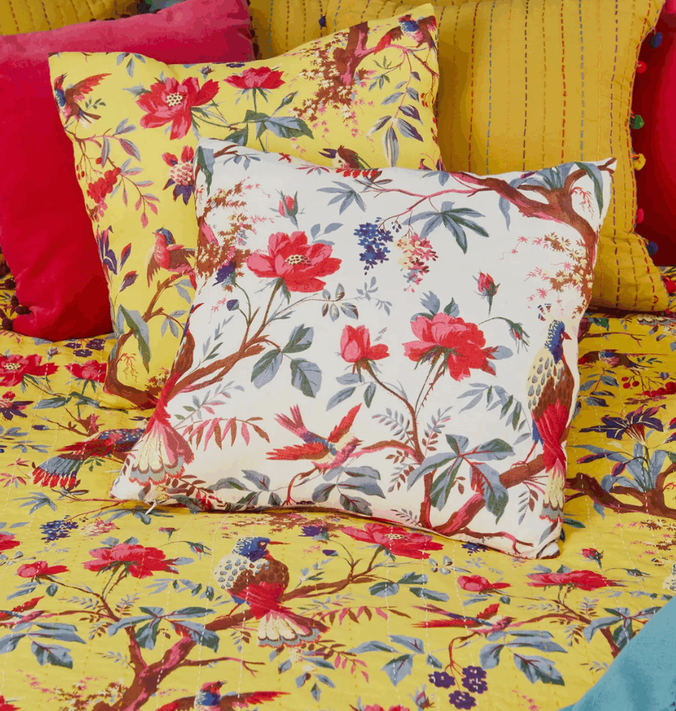 Housse de coussin Oiseaux de Paradis – Imprimé coloré recto-verso