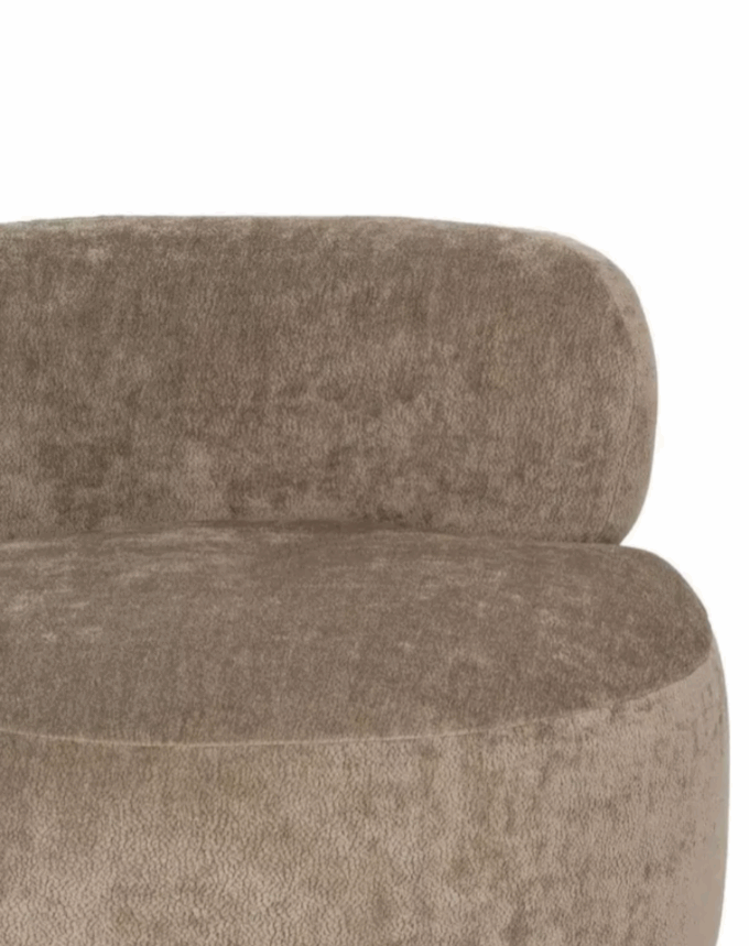Fauteuil Taupe – Tissu Bouclé & Bois de Bouleau – Design Douillet