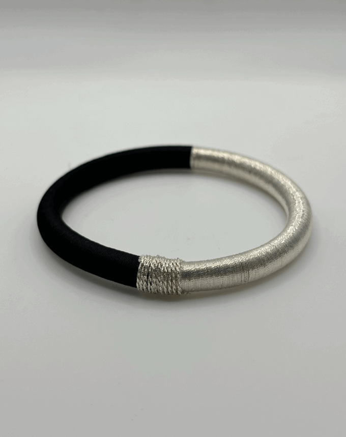 Jonc Sabra duo noir et argent