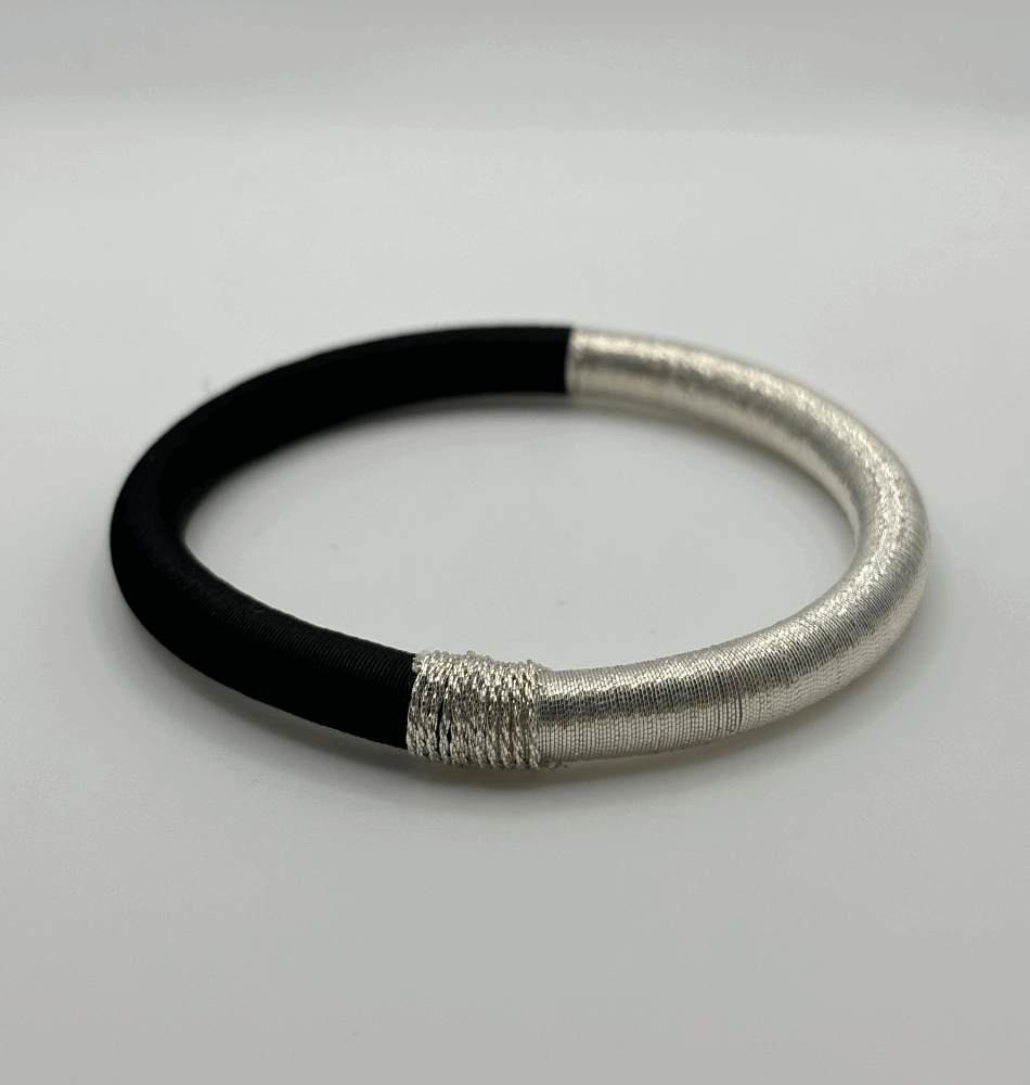 Jonc Sabra duo noir et argent