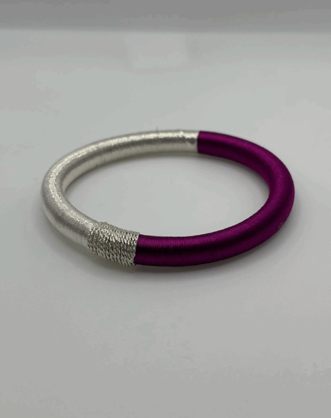 Jonc Sabra duo prune et argent