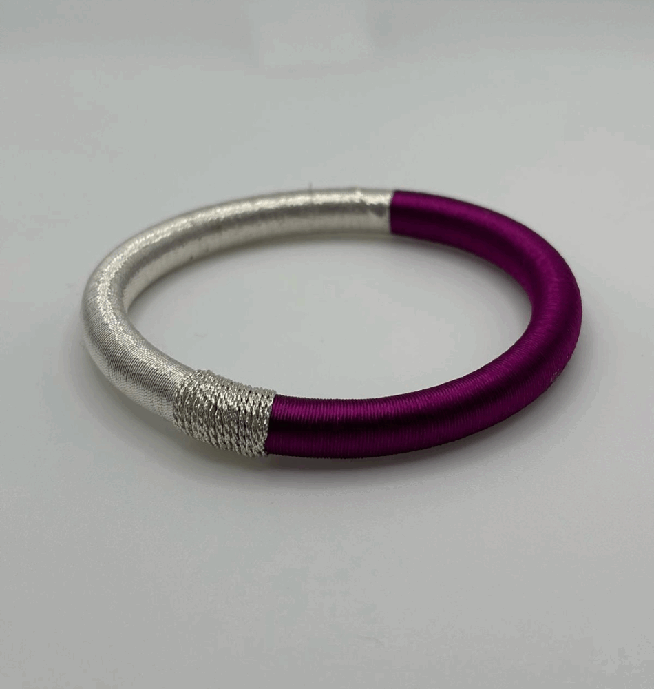 Jonc Sabra duo prune et argent