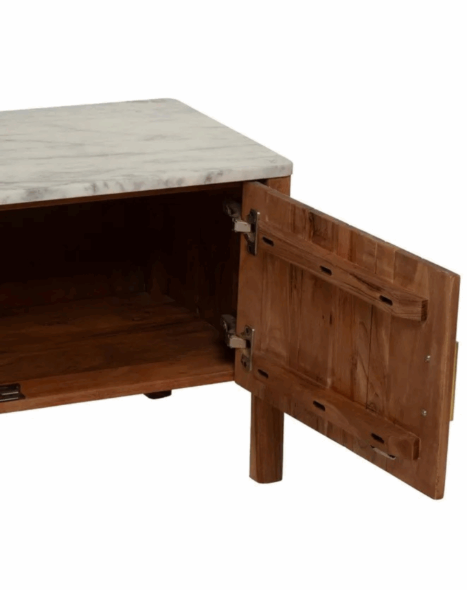 Meuble TV Acacia & Marbre