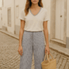 Pantalon Lina – Rayé bleu marine