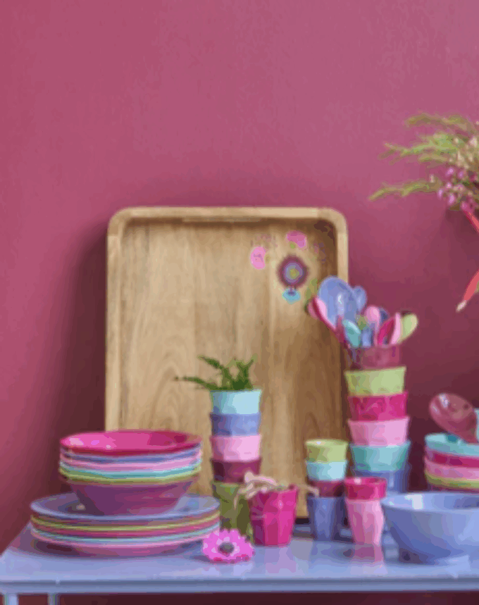 Plateau en Bois avec Fleurs Peintes à la Main