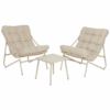 Set de Salon de Jardin Beige – 2 Fauteuils + 1 Table – Structure Acier
