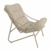 Set de Salon de Jardin Beige – 2 Fauteuils + 1 Table – Structure Acier