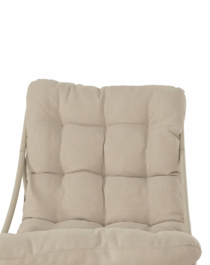 Set de Salon de Jardin Beige – 2 Fauteuils + 1 Table – Structure Acier