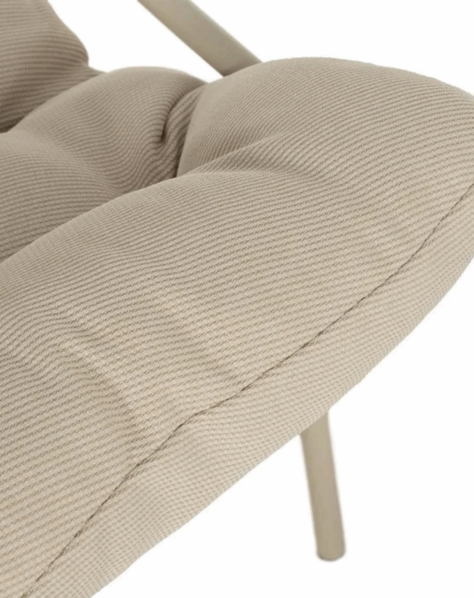 Set de Salon de Jardin Beige – 2 Fauteuils + 1 Table – Structure Acier