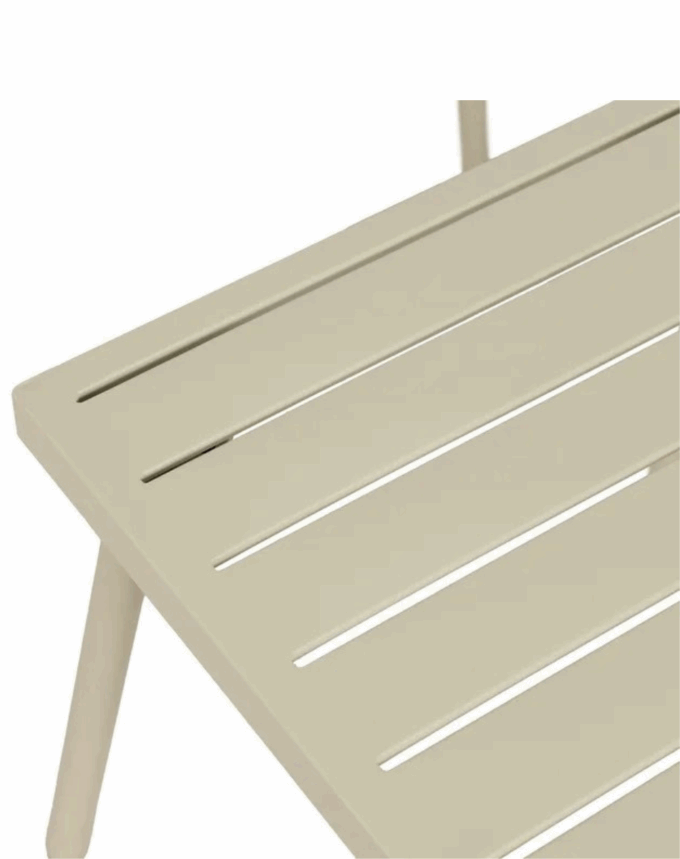 Set de Salon de Jardin Beige – 2 Fauteuils + 1 Table – Structure Acier