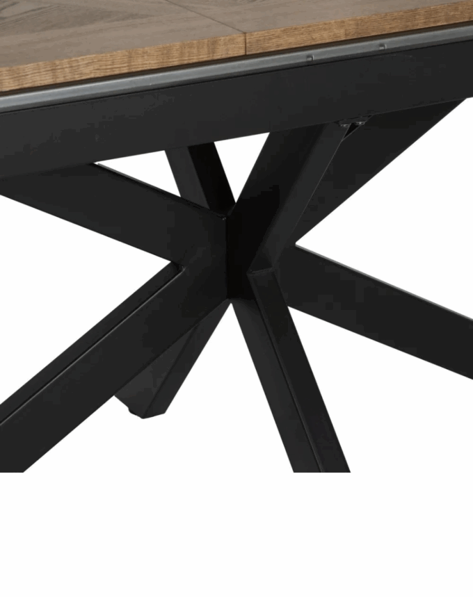 Table Extensible Naturel & Noir – Plateau Bois & Pieds Métal