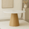 Table à Manger Ronde Céramique effet Marbre – Piètement Bois