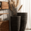 Vase Haut en Fibre de Ciment – Gris Structuré