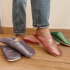Babouches marocaines en cuir - Vert métallisé