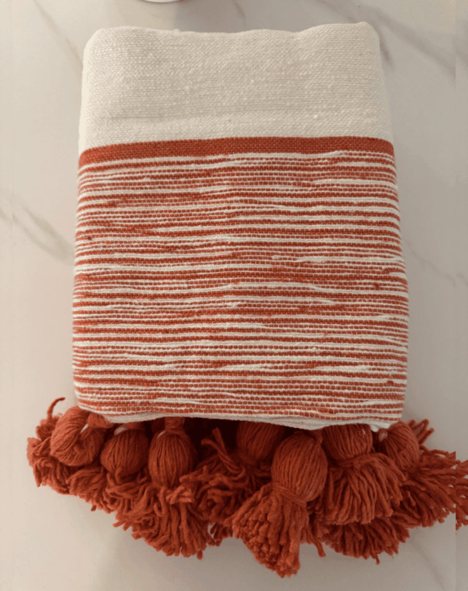 Plaid à Pompons – terracota