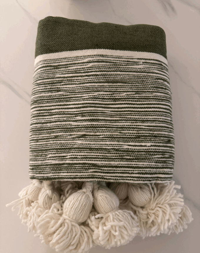 Plaid à Pompons – vert