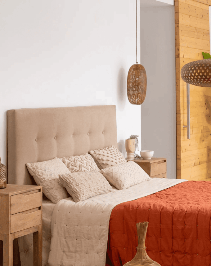 Tête de Lit Crème – Étoffe Capitonnée