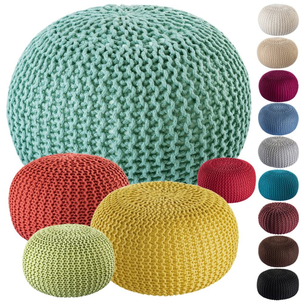 Pouf PREMIUM ø45cm  tricoté-Interieur et exterieur