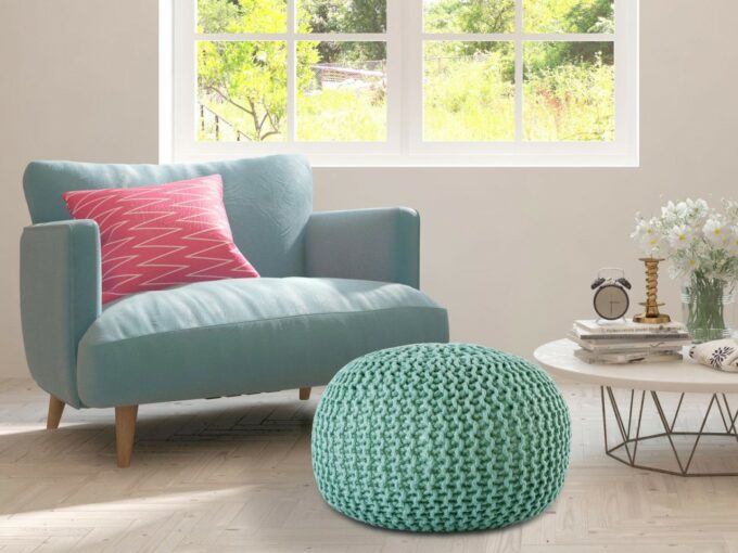 Pouf PREMIUM ø45cm  tricoté-Interieur et exterieur