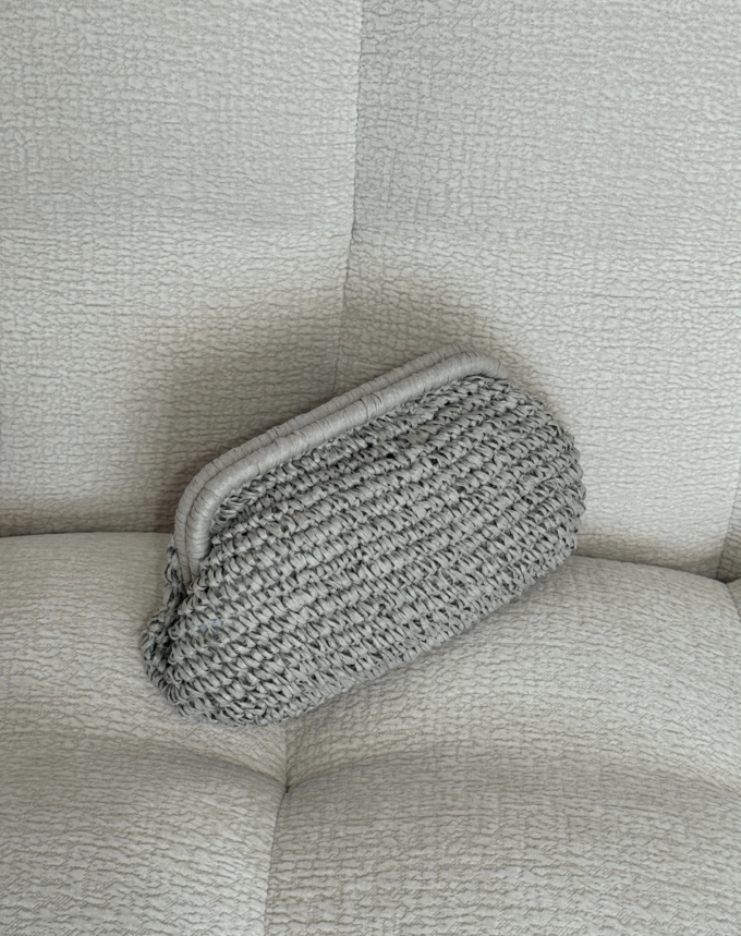 Pochette Tressée Bohème – Gris